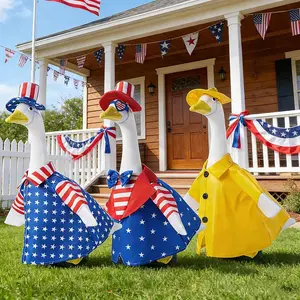 New Independence Day Porch Goose Clothes Outfit Waterproof Raincoat American Flag Goose Hat Set, Patriotic Festival Costumes