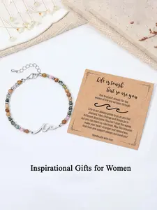 “stands for the waves of life you’ve been through.” Healing Bracelet - Adjustable Natural Stone & Silver Bead Bracelet for Courage, Resilience & Everyday Inspiration