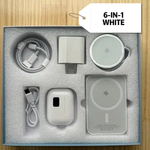 6-in-1 Charging Kit: 5000mAh Magnetic Power Bank,  Wireless Charger, Type-C to Fast Charge Cable, Adapter and Color Screen Bluetooth Headset-,Fast Charge