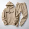 Men's Milano Printed Hoodie and Drawstring Sweatpants Set, Menswear, Casual Athletic Long Sleeve Hooded Jacket & Trousers for Fall & Winter, Men's Clothing for Daily Wear, Sportswear Indoor Outdoor, Tracksuit, Athleisure Summer Clothes