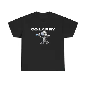 Go Larry Unisex Heavy Cotton Tee - Fun Skeleton Shirt for Halloween, Casual Wear, Gifts for Friends, Unique Everyday Style