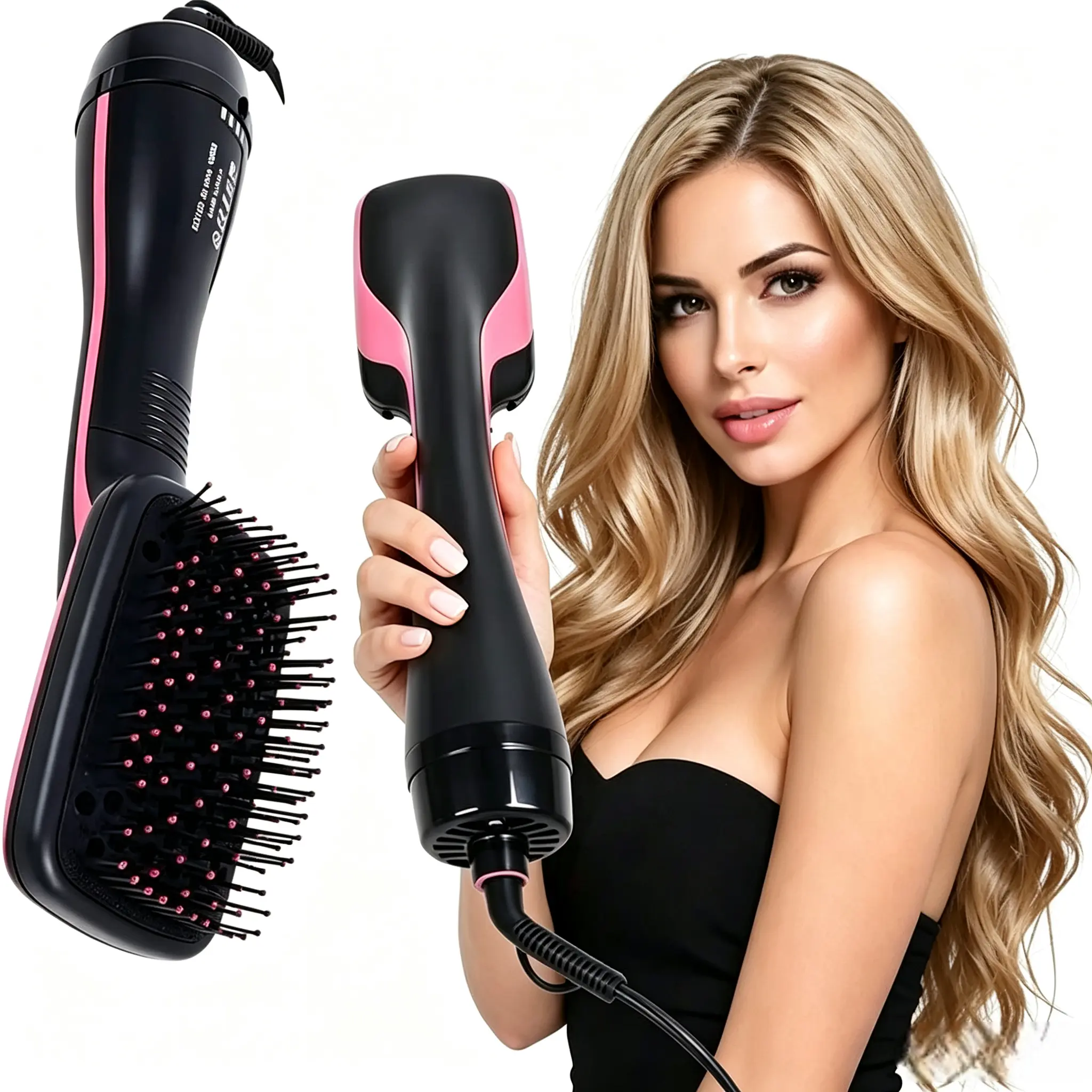 Hair Dryer Brush & Straightener Brush, Ionic Blow Dryer Brush for Women, Hot Air Brush with Paddle Design, Negative Ion Hair Styler for Smooth, Shiny, Frizz-Free Hair, Lightweight & Fast Drying