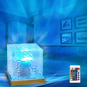 Wave Projector Light with Northern Lights , 16 Colors LED Night Lamp,  Water Ripple Rotating Flame Effect, Mood Lighting for Bedroom,  Room, Teens, Relaxation, Decor Party Sleep Aid