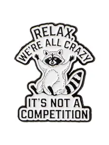 "I'ts not a competition" Adorable Raccoon Cartoon Animal Badge Pin, Clip, Unisex Daily Clothing Decoration, Perfect Gift for Family and Friends, All Seasons, Accessories