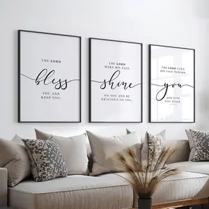 Numbers 6 Bible Verse Print Set, Modern Christian Wall Art, Scripture Home Decor, Faith Inspired Poster Set, Religious Gift Idea