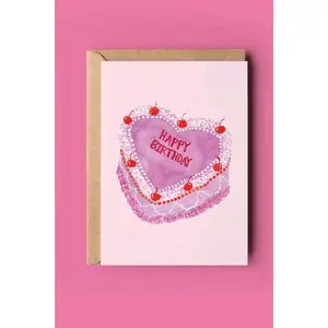 I Heart Birthdays Cake Greeting Card