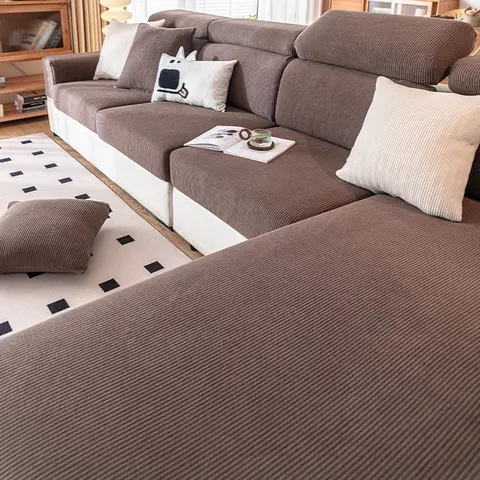 High Elasticity Jacquard Elastic Dustproof Sofa Slipcover, Removable Washable Elastic Stretch Slipcover, Anti-Slip, Suitable for All Seasons, Pet & Kid Friendly, Home Decor
