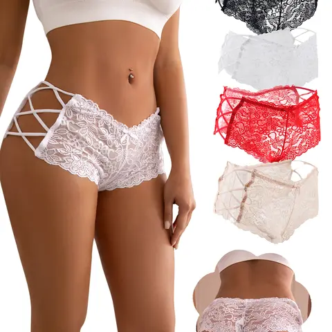 OHYEAH Women's Feminine Lace Boyshort Panties - Seamless Garments, Sexy Sheer Knicker, Soft Underwear, Plus Size, Fit-Focused, Stylish, Smooth Cheeky Tanga Lingerie Briefs