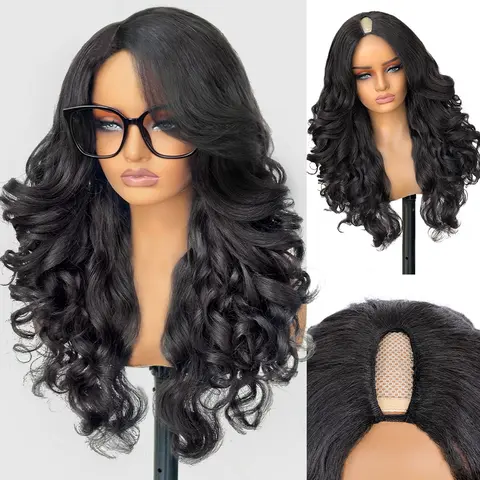 SummerVibes GKtineke V Part Curly Wig for Women, Yaki Synthetic Wig, Beginner Friendly Clip in Wigs, Wear and Go Glueless Half Wig, Perfect for Daily Use, Natural Looking(Black)