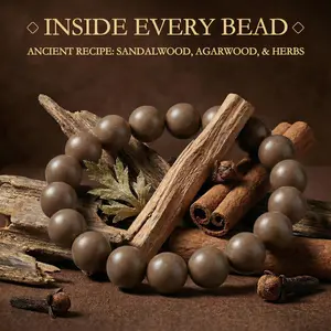 Sandalwood Agarwood & Herbs Bracelet - Ancient Recipe Beads for Aromatic Wear
