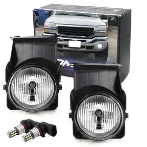 iJDMTOY Clear Lens Fog Light Kit with 15-SMD Super Bright Xenon White LED Bulbs For 2003-2006 GMC Sierra 1500 2500 3500