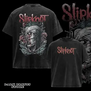 Vintage Slipknot The Ghost Face Wrapped In Flowers T-Shirt 2 Sided, Slipknot Shirt , Rock Band Shirt, Retro Music Tee, Rock Music Lover Shirt, Vintage Band Shirts Casual Comfort Cotton Fabric Fit Top , streetwear graphic tee