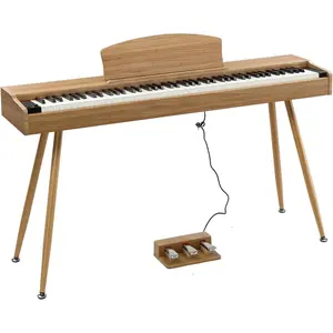 GLARRY Digital Piano Keyboard, 88 keys Full Weighted Electric Piano, Heavy Hammer Action Keyboard with 3 Pedals for Beginner, Bluetooth, Power Supply, 2 Speakers (Burlywood)