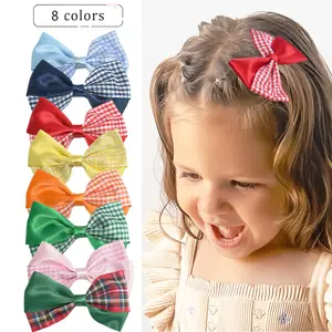 JoyBowie 8-pack checkered hair clips, racing checkered flag hair clips, 4-inch mini double ponytail hair accessories, suitable for girls and baby girls. Ribbon hairbows
