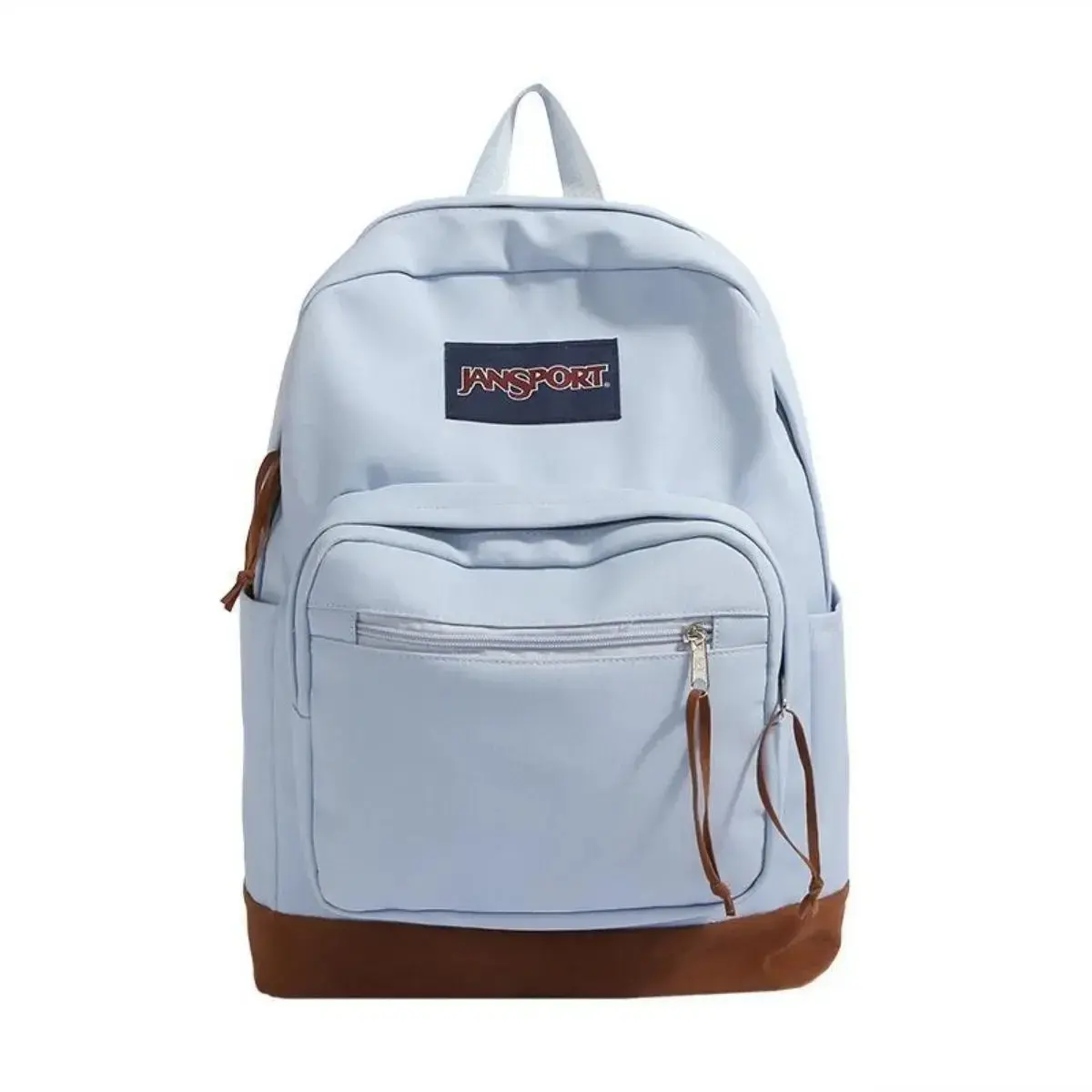 Light Baby Blue JanSport Backpack Brown Suede Bottom Vintage Retro Fresh Preppy Student Girls Backpack