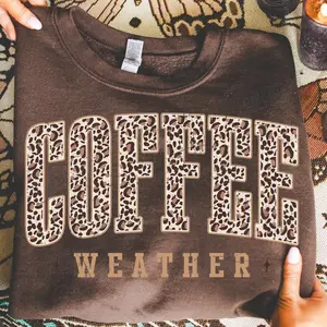 Coffee Weather Leopard Print Sweatshirt, Fall Sweatshirt, Gift For Coffee Lover, Cozy Weather Sweatshirt, Leopard Coffee Weather Sweatshirt & Hoodie