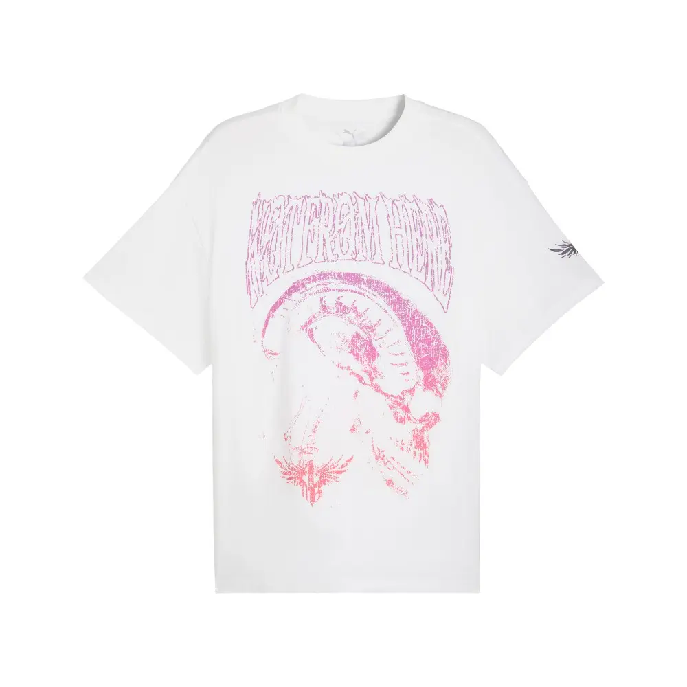 PUMA Mens Lamelo World Tour-Nament Crew Neck Short Sleeve Casual Tops Casual - White