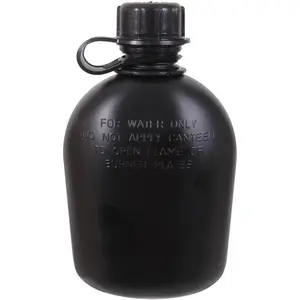 Black - Genuine GI 3 Piece 1 Quart Canteen - Plastic USA Made