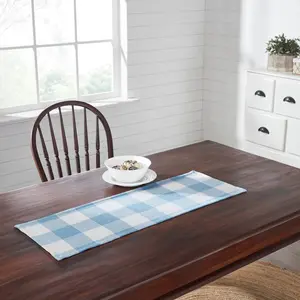 Dusk Blue Check Table Runners