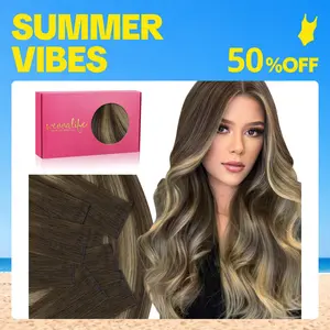 WENNALIFE Invisi Edge Tape Hair Extensions 14-24 Inch Remy Human Hair Balayage Chocolate Brown to Caramel Blonde 10pcs 25g Seamless Luxury Straight Extensions for Black Girls Long Box #SummerVibes