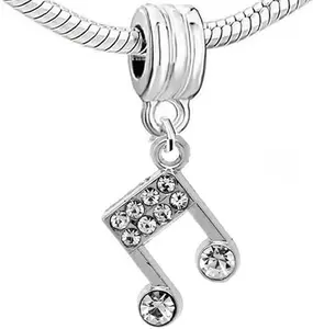 Musical Note Dangle Bead Spacer for Snake Chain Charm Bracelet