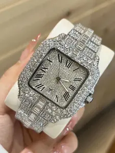 Luxurious Diamond-Encrusted Men's Watch, Fashionable Large Dial Business Style, Elegant Gift Watch, Versatile Wear, Beautiful Box Packaging