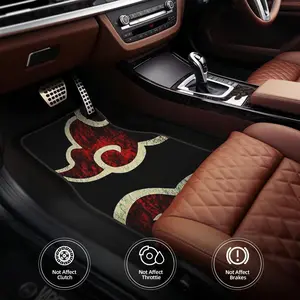 Set of 4 Car Mats Featuring a Flame Cloud Design - Suitable for Any Vehicle, These Durable And Stylish Protectors for Front And Rear Seats Are Made of Polyester Fiber in a Red And Black Color Scheme, Car Floor Mats