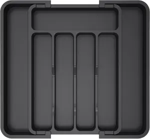 Silverware Drawer Organizer, Expandable Utensil Tray for Kitchen, BPA Free Flatware and Cutlery Holder, Adjustable Plastic Storage for Spoons Forks Knives, 8.5"-14.1" x 12.1", Black