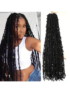 Butterfly Locs Crochet Hair 24 Inches 3 Packs, Soft Butterfly Locs Twisted Artificial Fiber Crochet Hair, Curly Long Wigs for All Seasons