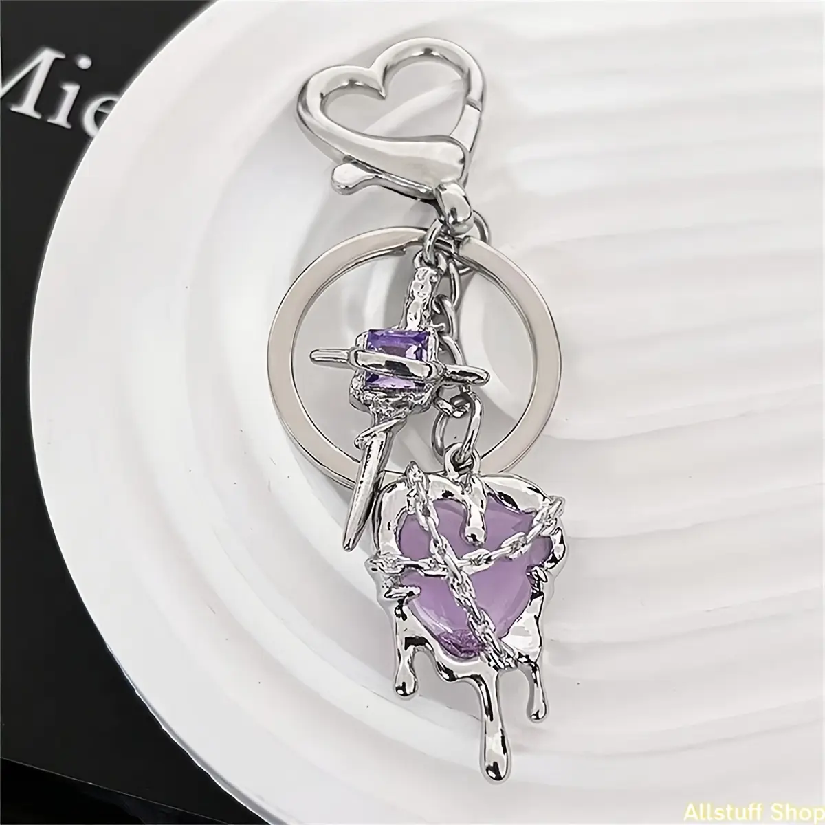 1pc Ins-Style Sweet Cool Heart Cross Keychain, Y2K Aesthetic Key Ring, Niche Key Pendant