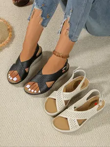 Women's Fashionable Breathable Comfortable Platform Sandals, Lightweight Sandals, Casual Versatile Sandals for Beach Vacation, All-match Commuter Shoes for Work & Daily Wear, Girl