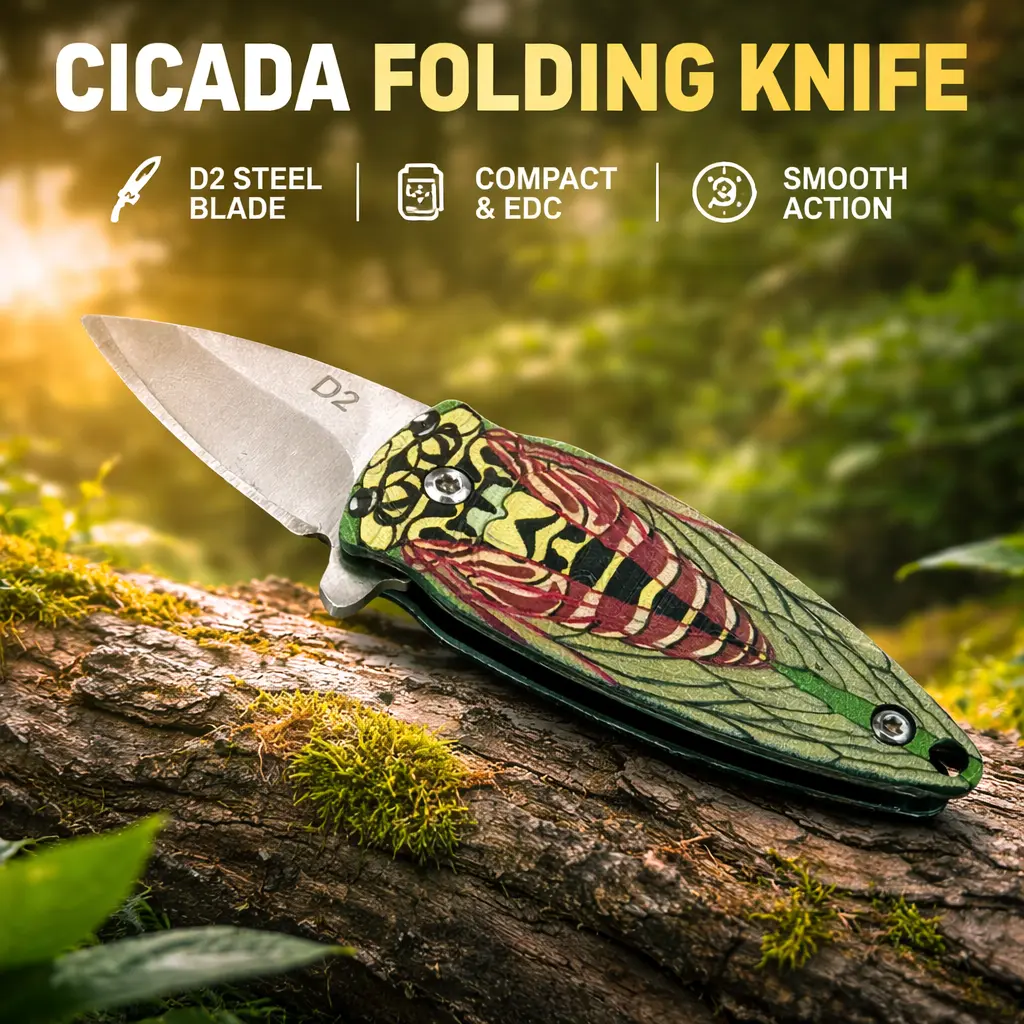 Lightweight Folding Blade Cutlery, a Pocket-sized Knife with a Unique Grip, Rust-Resistant for Light Outdoor & Halloween Use