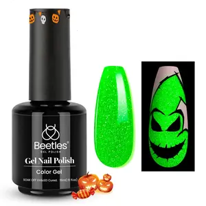 Beetles Halloween Gel Nail Polish, Luminous Green Pink Orange Yellow Glow in the Dark Gel Nail Polish Soak off Uv Led Nail Lamp Halloween Nail Art Manicure Salon DIY Home 0.5Oz