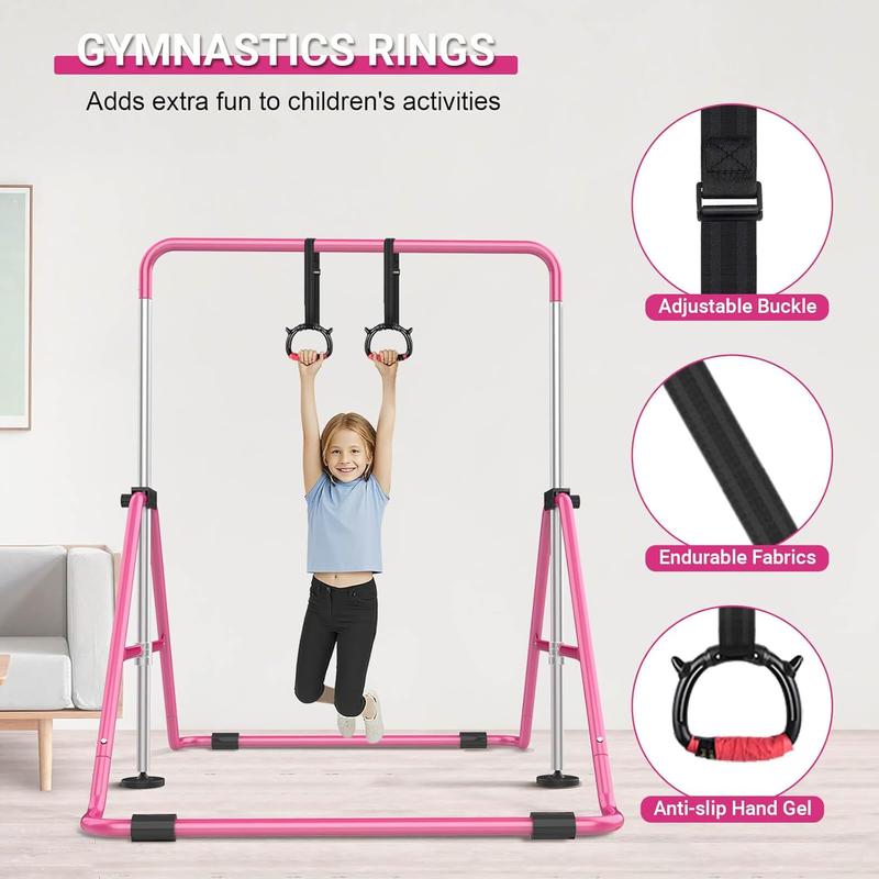 Foldable Gymnastics Bar, 5-Height Adjustable Gymnastic Bars for  at ,Robust &  for Indoor/Outdoor Using,Weight Limit 140LBS