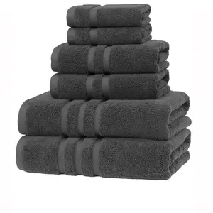 Veteran Textile 6 Piece Towel Set - 100% Pure Turkish Cotton - Luxury Towel Set for Bathroom & Kitchen, 2 Bath Towels, 2 Hand Towels & 2 WashCloths. Gray