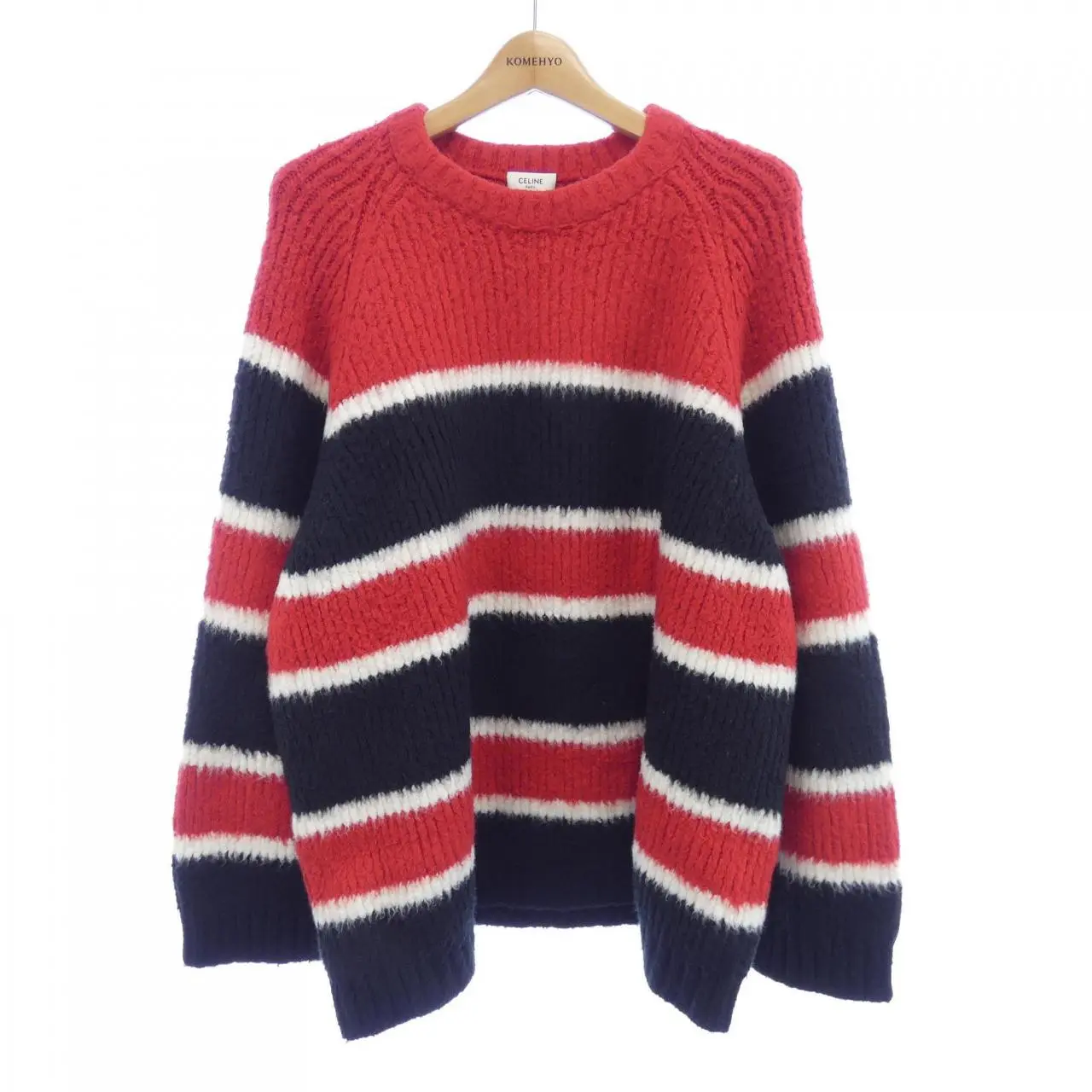 Pre-owned Celine Wool Small Leather Goods Oversized Stripe Sweater