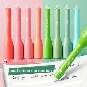 4pcs Multicolor Pen-Type Correction Tape Set, High Aesthetic Gradient Macaron Color, Smooth Durable, Ideal for Students, Exam, Homework