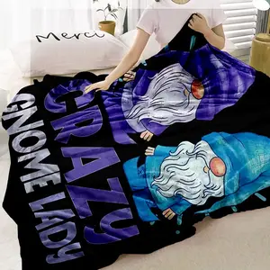 Cartoon Gnome Pattern Blanket, Soft Comfortable Throw Blanket, Air-conditioned Room Blanket, Warm Nap Blanket for Home Office Travel Camping, Bed Blanket