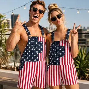PATYGR Patriotic Eagle Mask & Overalls Set - Funny Latex Cosplay Accessory, Realistic Fur Headpiece, USA Bib for 4th of July, Halloween