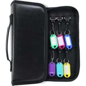 Zippered Key Case with Handle, Waterproof Key Organizer with 12 Key Hooks and Tags Ideal for Offices, Real Estate Agencies, Hotels and Rental
