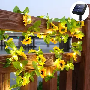 Solar String Lights Solar Powered Rope Light Flower Lights Garland Solar Powered Sunflower Garden Pathway Lamps Outdoor Solar Lights Garden Led Copper Wire Lamp PVC The Flowers