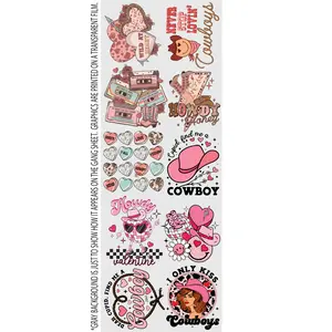 Nashville Valentine DTF Gang Sheet (22in x 60in), Full Color, Durable T-shirt Transfers That can stick to ANY color, Any Fabric!  These cute, western themed Valentine Prints will be great for you or for your customers!