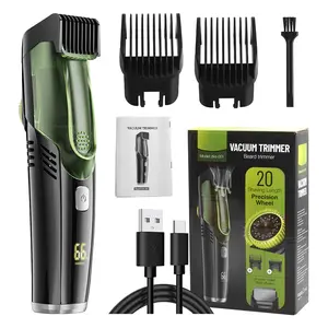 Vacuum Beard Trimmer, Rechargeable IPX6 Waterproof Design, 1-20mm Length Setting, USB Charging, Ideal for Facial Hair and Mustache Grooming