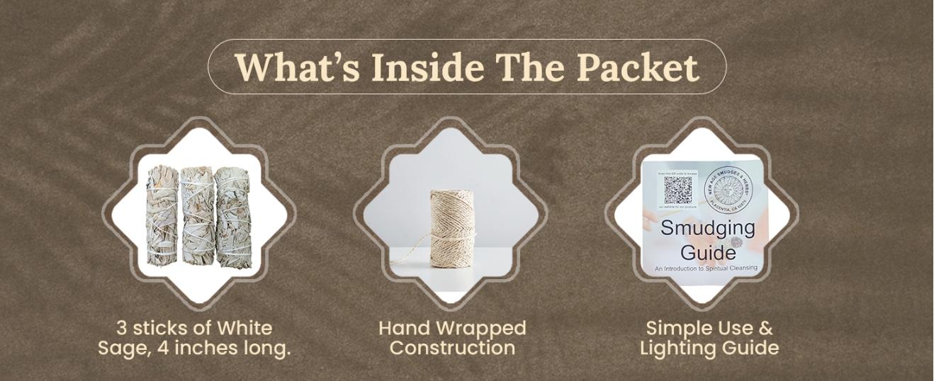 (Pack of 3)-Smudges & Herbs -Premium California White Sage Incense 4 Inches Long. Home Cleansing Incense,Fragrance,Meditation,Smudging Rituals.California Smudge Sticks Rituals -4 Inch