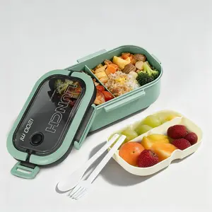 5 Grids Lunch Box With Fork & Spoon, 1 Piece Portable Lightweight Compartment Lunch Box, Reusable Bento Box For Outdoor Camping