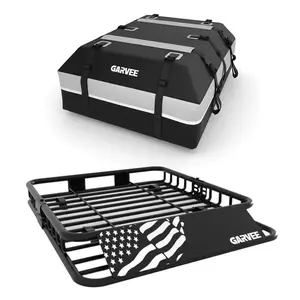 [FLASH SALE] Garvee 46" x 36" x5" Universal Roof Rack Basket With Waterproof Luggage Bag and Combination Lock For SUVs Trucks Vehicles Black