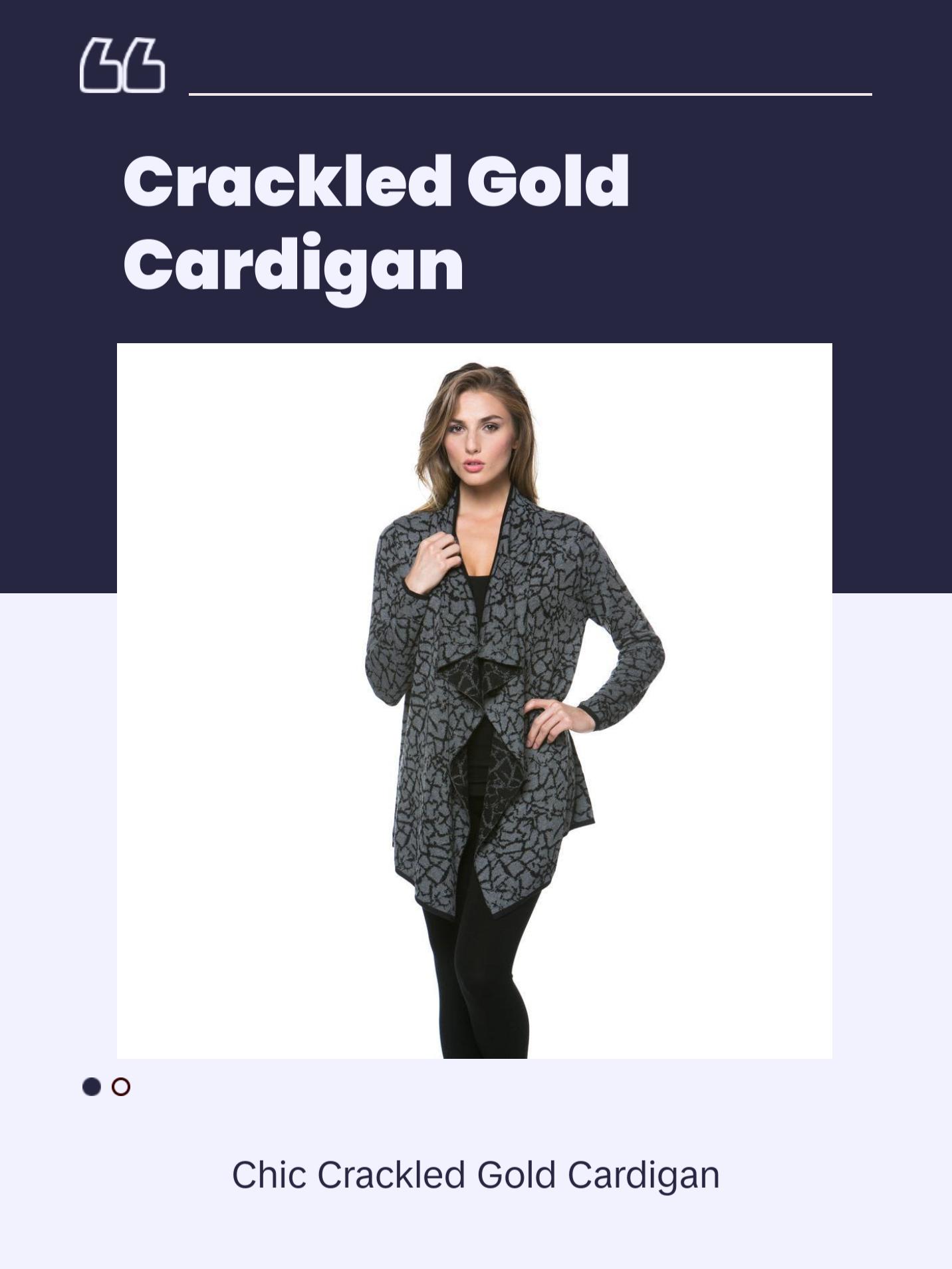 CRD-02352 Women's Knitted Cracked Print Draped Open Front Cardigan