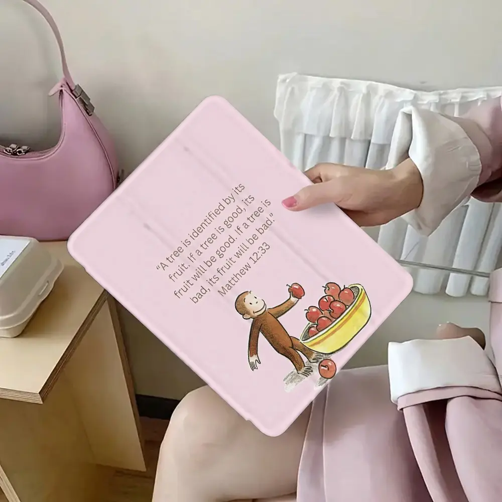 Curious George Character-Based Thermoplastic Polyurethane Tablet Case - Flexible Ultra-Thin Foldable TPU Cover for iPad Pro, iPad Air, Samsung Tablets (Multiple Sizes), Full Screen Protection Soft Rear Cover, Tablet Holder, Casual Accessory, Holiday Gift