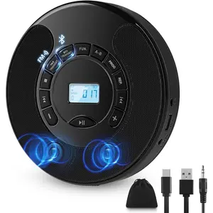 Portable CD Player, CD Player for  with  and FM Transmitter, CD  Player with Dual Stereo Speakers, Anti-Skip Protection, AUX/USB Port, 2000mAh Rechargeable