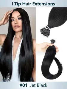 I Tip Hair Extensions Human Hair, Silky Hair Extensions, 30g/50S Comfortable Application, Invisible & Natural Cold Fusion, Keratin Hair Extensions Natural & Long-Lasting Lightweight, multiple color choices
